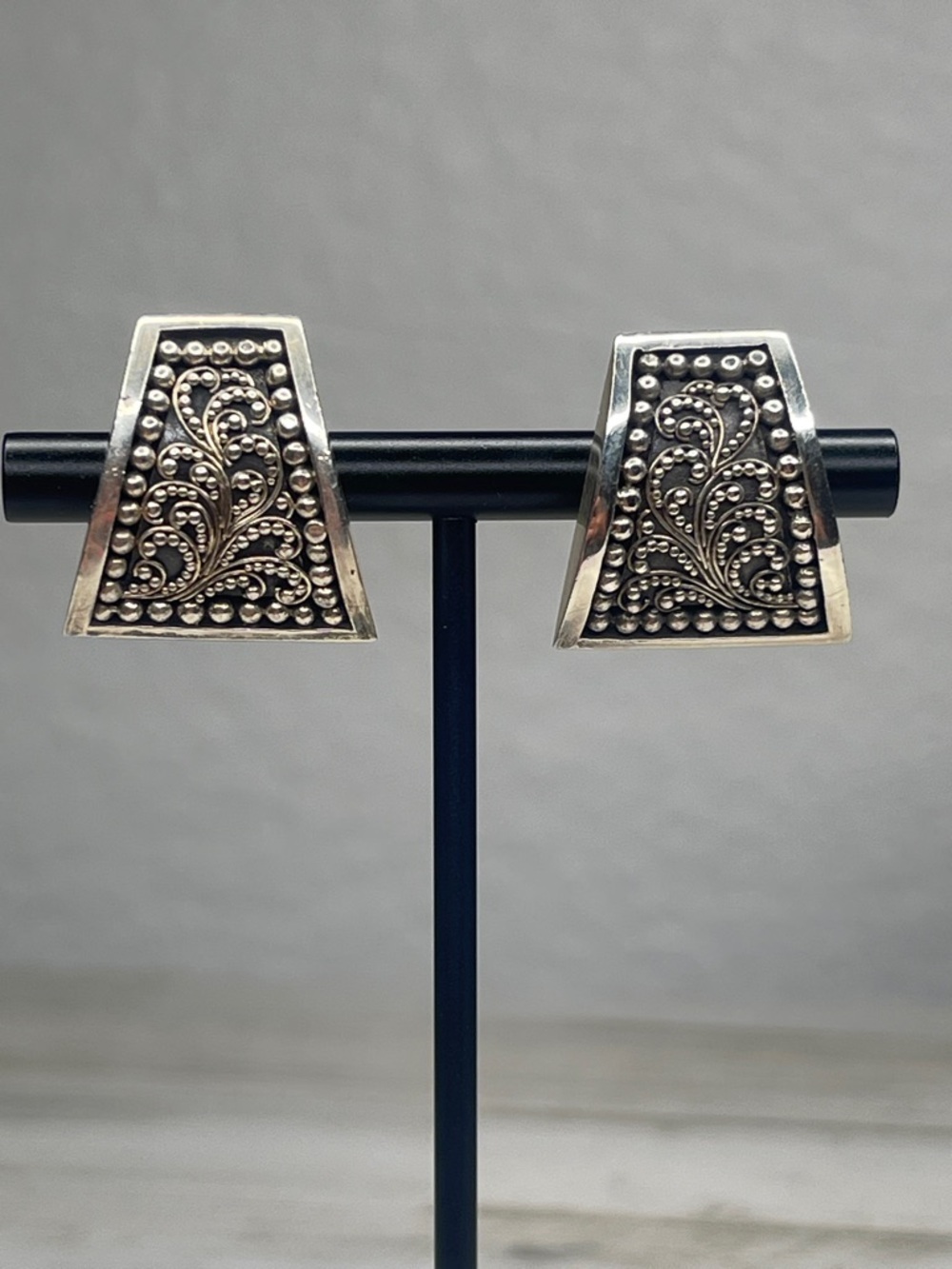 Lois Hill Sterling Silver Bali Scroll Clip Earrings